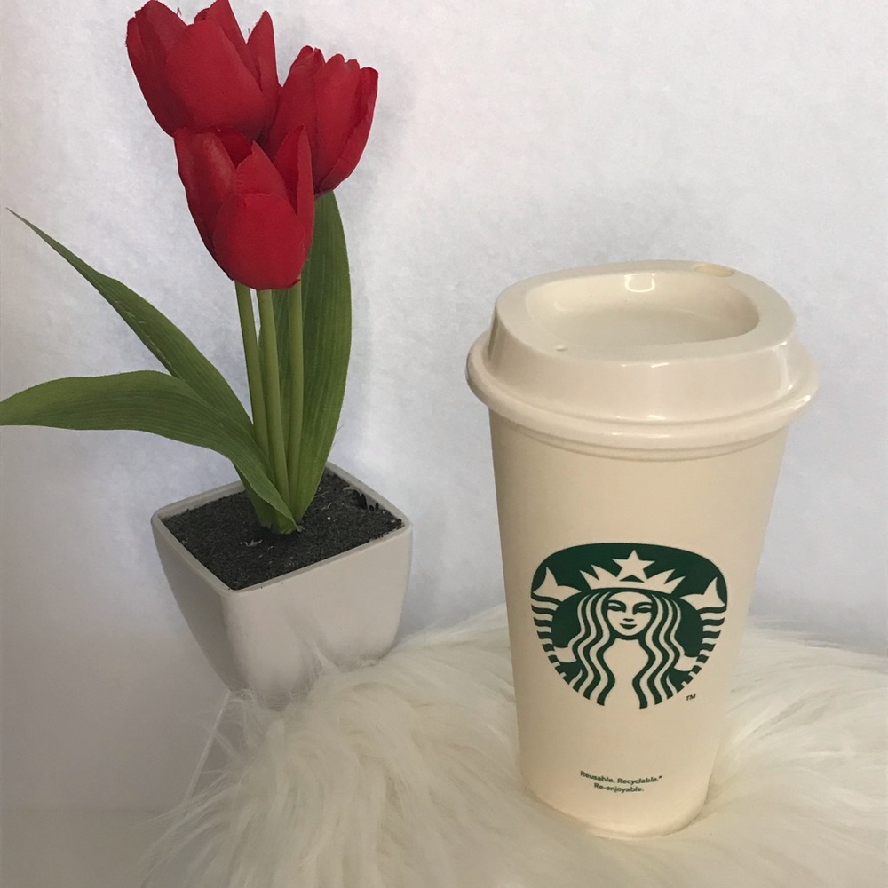 STARBUCKS - Reusable Coffee/Tea Plastic Mug Travel Tumbler With Lid